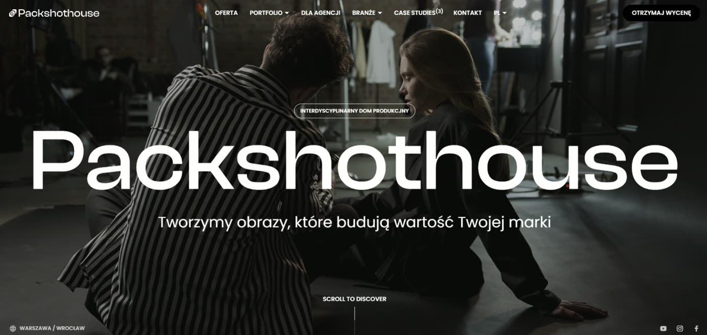 Strona Packshothouse zaprojektowana przez Cohubo